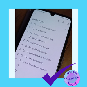 A to do list on a mobile phone.